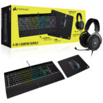 BUNDLE CORSAIR TASTIERA + MOUSE + PAD + CUFFIE  GAMING  4-IN-1-Nero